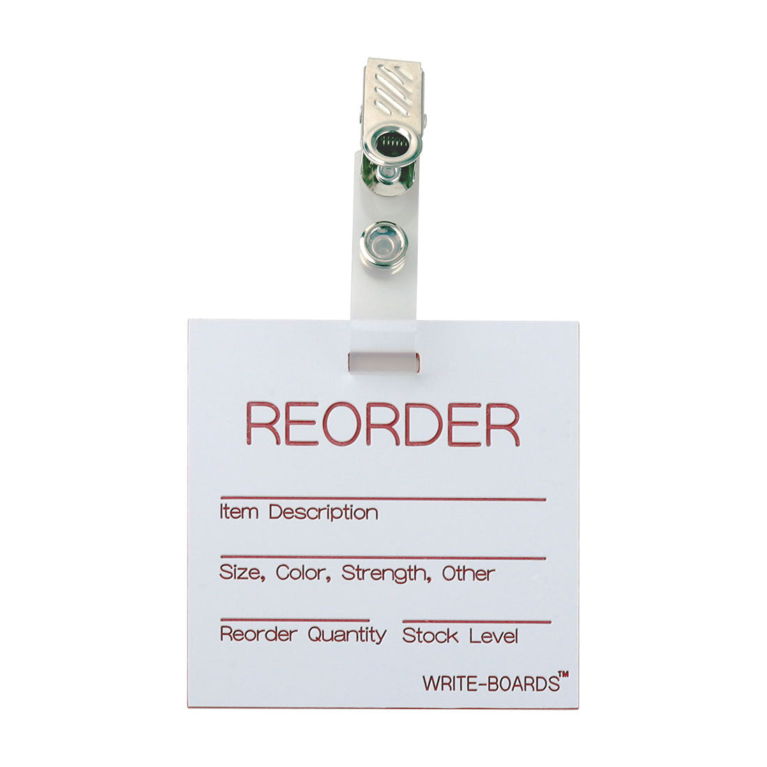 Write-Boards™ - 3" x 3" Reorder Inventory Point with Alligator Clip