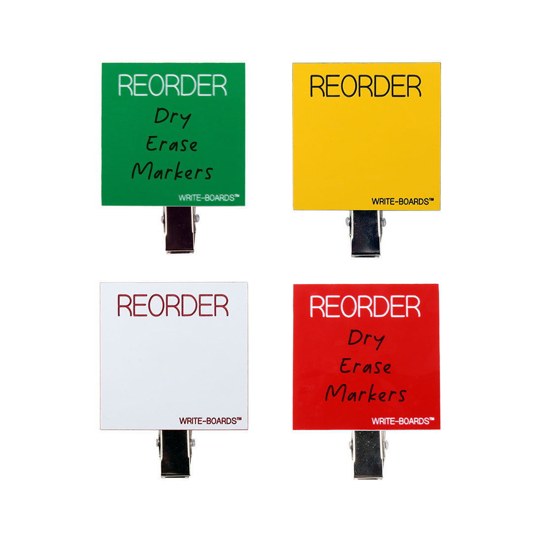 Write-Boards™ 2" x 2" - Reorder Point with Swivel Clip