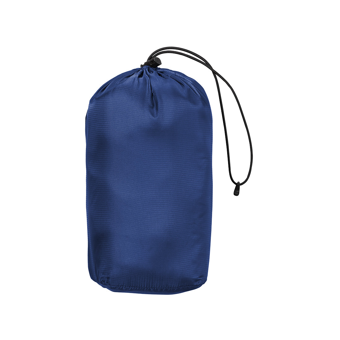 A blue packed puffy jacket in its container